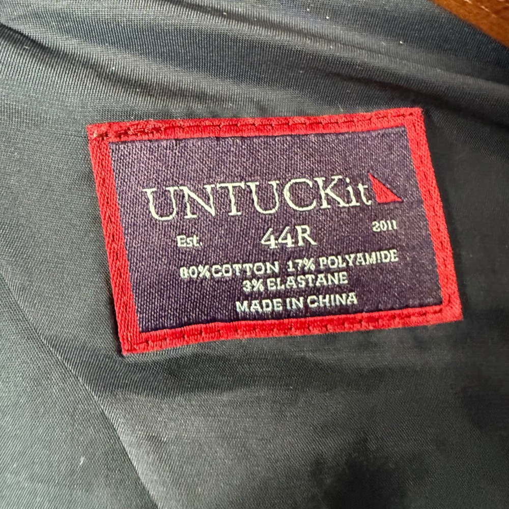 UnTuckit Blue Windowpane Plaid Cotton Blend Blazer 44R Office Business Casual - Picture 5 of 10